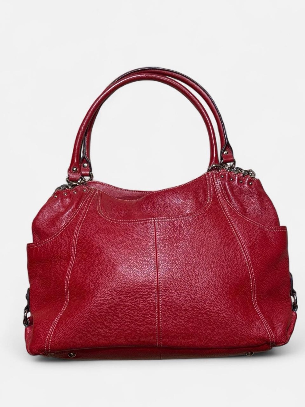 Tignanello Deep Red Pebbled Leather Shoulder Bag